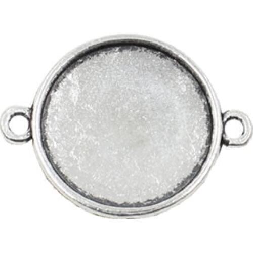50pcs/lot Alloy Antique Silver Cameo/Glass/Cabochon Frame bezel Settings, Single sided Charm with double Ring fit 16mm K04006