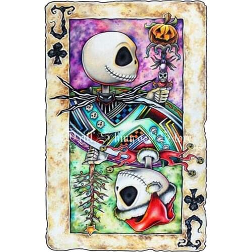 5D DIY Diamond Painting Poker Jack Skull Full Drill Diamond Embroidery Cross Stitch Mosaic wall Decor Needlework Halloween Gift