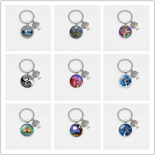 Charm life tree keychain glass art photo cabochon pendant keychain DIY keychain jewelry gift