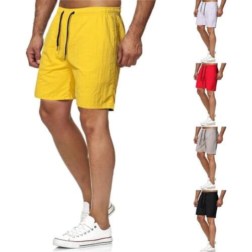 Mens Shorts Pants Shorts Fifth Quick Dry Solid Color Drawstring Closure Beach Shorts for Fitness Board Shorts 2021