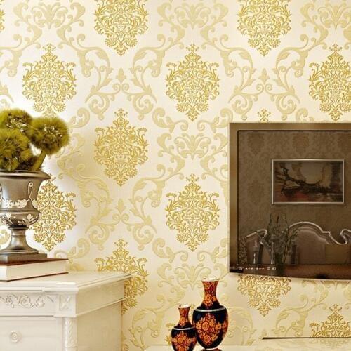 Beibehang European luxury bronzing Damascus wallpaper papel de parede non-woven wallpaper bedroom living room TV background wall