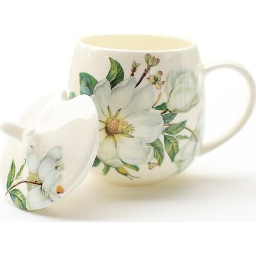 Europe Noble Bone China Coffee Cup Spoon Set 400ml Luxury Ceramic Mug Top-grade Porcelain Tea Cup Cafe Party Drinkware