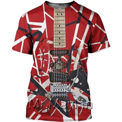 Rock Music Guitar 3D Tshirt summer Men/Women T shirt Fashion T-shirt Casual Tee shirt/Streetwear Men clothes Oversized 5XL