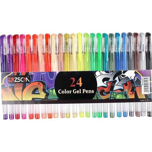 1 PACK 24 Colors Gel Pens 1.0mm Painting Gel Ink Pens Refills
