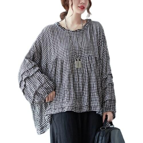 ARCSINX Plaid Womens Blouse 6XL 7XL 8XL 9XL 10XL Blouse and Shirt Plus Size Women Clothing Causal Womens Tunic Large Size 3XL