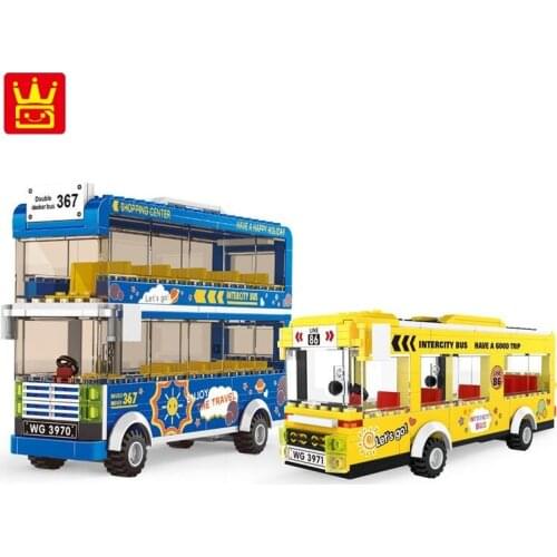 WANGE Blocks INTERCITY BUS Building Bricks City Car Vehicle Model Educational Toy Children Gift Kids Toys for Boy Present 3971