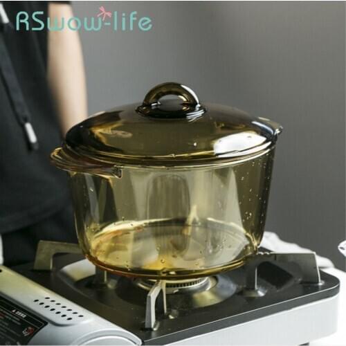 Creative Binaural Soup Pot Glass Pot Household Amber Cooking Pot Open Flame Stew Pot Steamer Pot For Kitchen