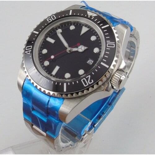 44mm Black Dial Ceramic Bezel SS Case NH35 Luminous Hands 2019 Top Brand Luxury Date Window Automatic Mechanical Mens Watch