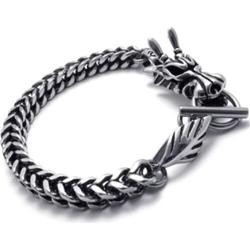 Retro Trend Classic Retro Mens Black Dragon Pattern Handsome Cool Boutique Bracelet Jewelry