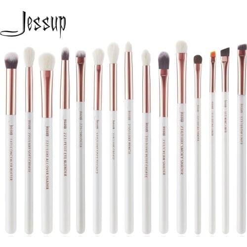 Jessup Makeup Brushes Kit 15Pcs Pearl White/Rose Gold pinceaux maquillage Cosmetis Tools Eyeliner Shader Concealer Pencil T217