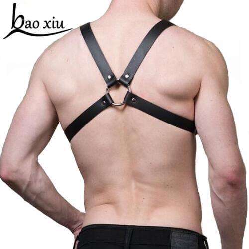 New Men PU Leather Shoulder Body Chest Harness Adjustable Costume Belt Sexy Gothic Bondage Party Fetish Straps Belt Suspenders