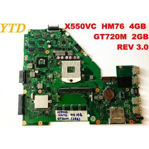 Original for ASUS X550VC laptop motherboard X550VC HM76 4GB GT720M 2GB REV 3.0 tested good free shipping connectors