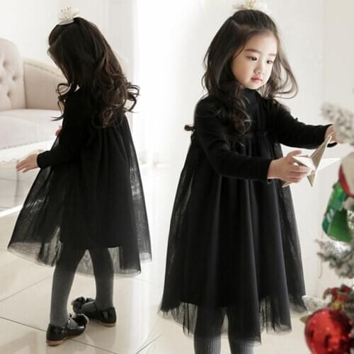 Girls Dresses Autumn And Winter Plus Velvet ChildrenS Fluffy Yarn Dress Teens Girls Clothing Fashion Princess Dress