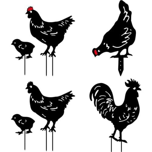 Garden Silhouette Stakes Chicken Statue Sculpture Chicken Yard Art Decor Outdoor Backyard Lawn Lifelike Hen Stakes Hen Ornaments