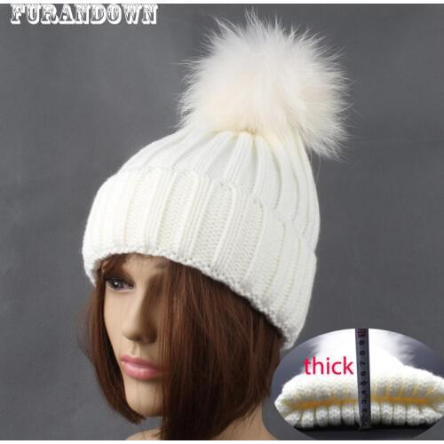 Mink fur Pompom Hat Winter Beanie Hats For Women Fashion Warm Skullies Beanies caps for girls