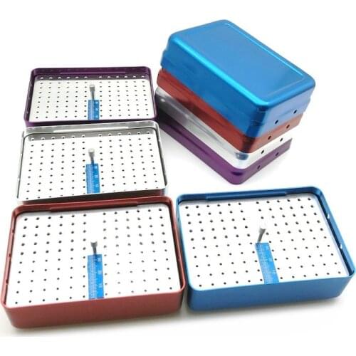 Dental Lab Endo File Bur Holder Block Autoclave Case Disinfection Box with Ruler