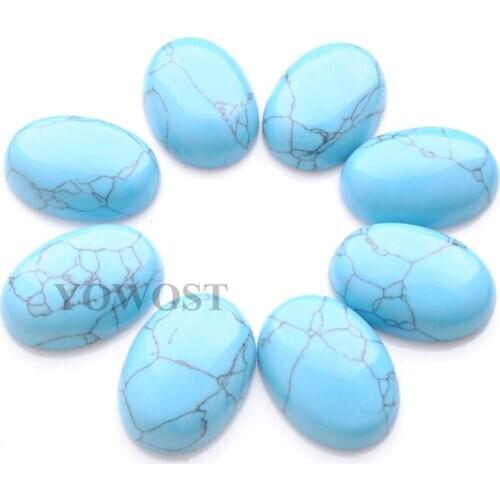 YOWOST Free Shipping Natural Blue Turquoises Gem Stone Oval Cabochon CAB No Hole Jewelry 18x25x7MM 10 pcs/lot QU3122