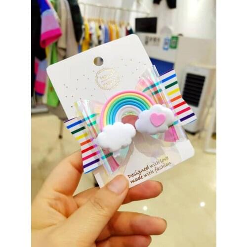 Thumbelina Over the Rainbow Bows Hairgrip Glitter Hair Bows with Clip Dance Party Bow Hair Clip Girls Hairpins Hair Accessories