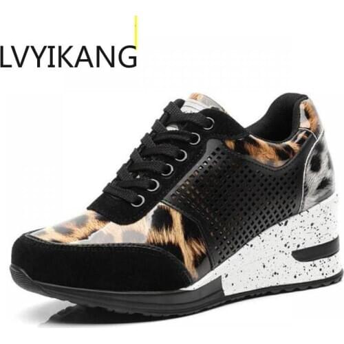 Women Height Increasing Walking Jogging Sneakers 6.5 CM Increase Gold Silver Ladies Sport Running Shoes Comfortable Girl