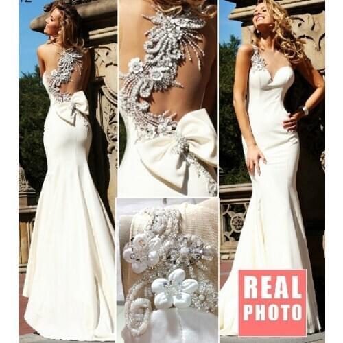 New vestido de festa sexy luxury beaded Formal Elegant party prom gown Mermaid white long evening mother of the bride Dresses