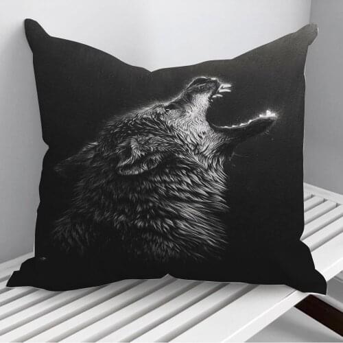 Angry black wolf headpaint Throw Pillows Cushion Cover On Sofa Home Decor 45*45cm 40*40cm Gift Pillowcase Cojines Dropshipping