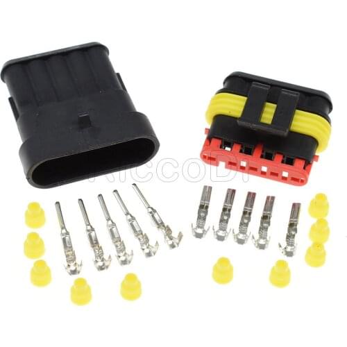 1/5/20sets Superseal 1.5 Series 5 Pin TE Male Female Auto Waterproof Wire PA66 Connectors 282107-1 282089-1