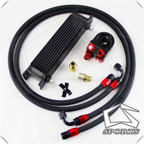 10 Row AN8 Engine Oil Cooler + 3/4*16 & M20 Filter Adapter hose Kit