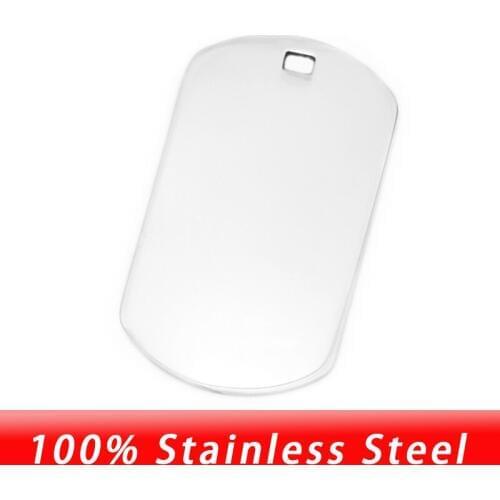 100% Stainless Steel Dogtag For Men Blank Metal Tag Military Plate Collar Army Soldier Pendant High Polished Wholesale 10pcs