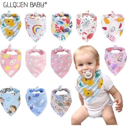 2Pcs/lot Baby Bandana Drool Bibs For Boys And Girls 100% Organic Cotton Soft Absorbent Feeding Bibs Newborn Baby Burp Cloth
