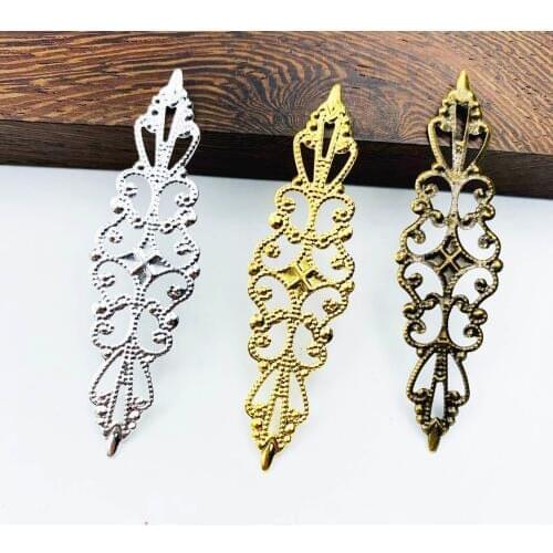 20 pcs/lot 16*57mm Metal Filigree Slice Charms base Setting Jewelry DIY Components Findings