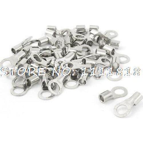 50 Pcs 5mm Ring Dia 14-12 AWG Non Insulated Crimp Terminals Connectors
