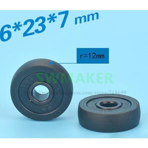 6*23*7mm ball,rubber/plastic, cam bearing, pulley, mute wear-resistant guide wheel, outer diameter: 23mm