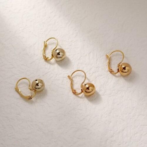 ALLNEWME Minimalist Irregular Geometric Hoop Earrings for Women Femme Brass Gold Metallic Ball Statement Earring Trendy Jewelry