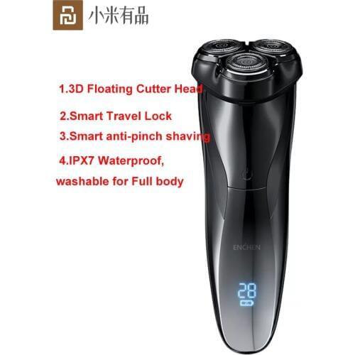 Newest Youpin Enchen Black Stone3 Pro 3D Electric Shaver IPX7 Waterproof Washable Type-C Rechargeable Razor For Men
