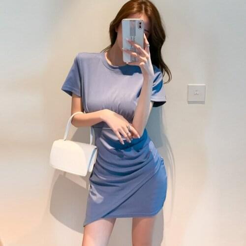 One-Piece Woman Cotton Dress Female 2021 Summer Fashion Temperament Slim Waist Thin Bag Hip Dress Sexy WomenS Dress Clothing