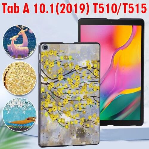 Case for Samsung Galaxy Tab A 10.1 2019 T510 T515 Anti-Dust Hard Printed Plastic Protective back Tablet shell Cover+free Stylus