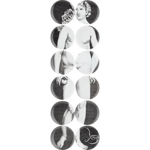 6/7/8/10 Inch Newest Style Decortive Wall Hanging PlatesWhite & Black Adam and Eve Porcelain Plate 12 Pieces Decor Home