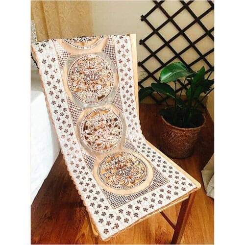 European Embroidered Sequins Rectangular Hollow Kitchen Table Runner Bedroom Living Room Wall Cabinet Furniture Cover Cloth Mat