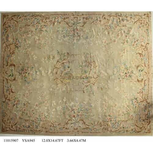 French aubusson rugs s And s Pure Handmade In 366cmx539cm 12'x 17.67' Beige Big Side gc88aubYSA945