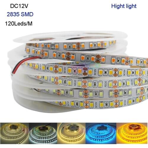 Flexible LED Strip light white/warm New Hight light 5M DC12V 2835 SMD 120 Leds/m IP20 white/White/blue/Ice blue/golden yellow