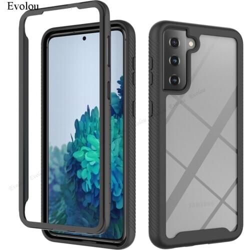 Hybrid Shockproof 3 in 1 Case for Samsung S21 Plus Transparent TPU + PC Armor Phone Cases for Samsung S21 Ultra 5G Back Cover
