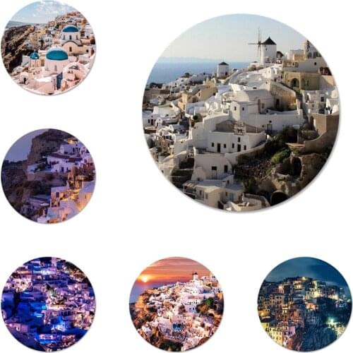 Beautiful Greece City Icons Pins Badge Decoration Brooches Metal Badges For Clothes Backpack Decoration