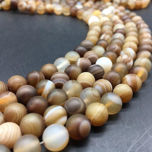 1 Strand Matte Coffee Agates Round Beads 4 6 8 10 12mm Strand Loose Stone Ball For Jewelry Making DIY Findings Charm Spacer