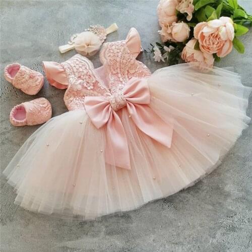 Toddler Baby Girl Infant Princess Lace Tutu Dress Baby Girl Wedding Cute Bow Kids Party Dress for Baby 1st Birthday 5 Years