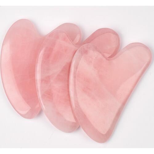 3 Pcs Natural Rose Quartz Guasha Board Facial Gua Sha Body Scraper Facial Back Head Massager SPA Acupuncture Wrinkle Relif Tool