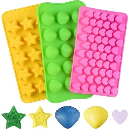 Bear Fondant Chocolate Mold Heart-shaped Star Shell Silicone Candy Mold with Dropper DIY Cute Ice Cube Candy Mold