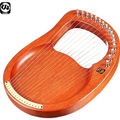 Muslady 19 String Lyre Harp Solid Wood String Instrument with Bag Tuning Wrench Strings Cleaning Cloth Picks 16/19 String