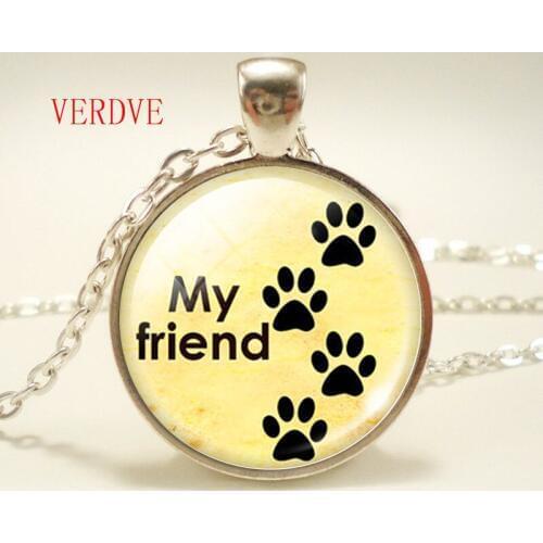Cute Kitten Cat Paw Jewelry Glass Dome Cabochon Pendant Necklace Chain Choker Necklace