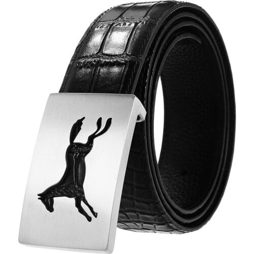 100% Men Genuine Leather Belt New Men Waistband Male Smooth Buckle Belt Stainless Steel Belt Buckle