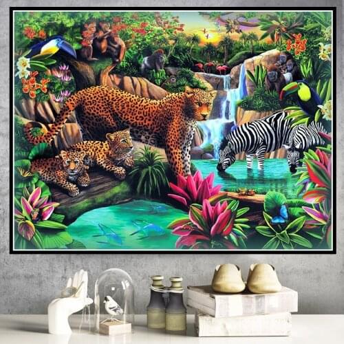 5D DIY Diamond Painting by Numbers Animals Leopard Flower Diamond Mosaic Embroidery Cross Stitch Gifts kits Rhinestones Pictures